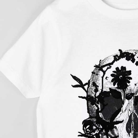 River Island Toddler Boys White Skull Print Short Sleeve T-Shirt, 12-18M - Picture 3 of 3